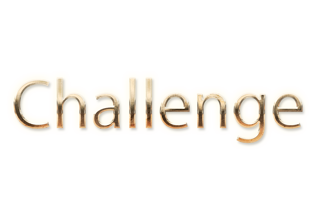 WORD CHALLENGE gold text typography PNG images free